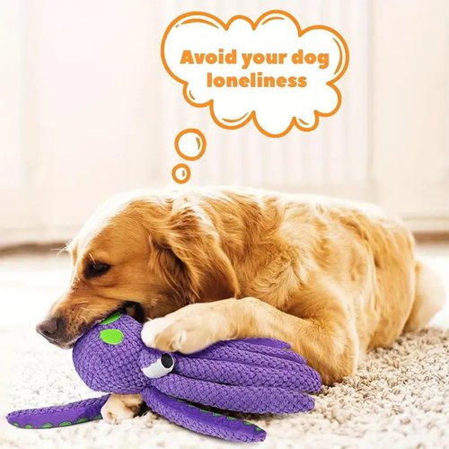 Mr Mower Parts Daisy Dog Toys Squeaky Dog Toys Octopus Dog Toys, Durable Chew Toys 12" Plush Octopus Dog Toy with Crinkle Paper and Squeaky Inside, No Stuffing Dog Toys for Indoor Dog