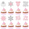 24 Pack Baby it's Cold Outside Cupcake Toppers Glitter It's a Baby Snowflake Cupcake Picks Oh Baby Baby Shower Feet Winter Forzen Kids Birthday Cupcake Decorations Party Supplies Pink