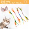 TUSATIY Cat Feather Toys with Bell 4Pack, Colorful Cat Teaser Cat Springs Ribbon Toys,Interactive Cat Toys for Indoor Cats Kitten, Suitable for Cats Bite & Hunt