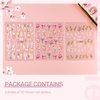 5D Flower Nail Stickers for Nail Art, 3 Sheets Embossed Nail Decals Self Adhesive Nail Art Stickers, Pink White Floral Leaf Cherry Blossom Nail Decorations Accessories for Women Girls Spring Summer