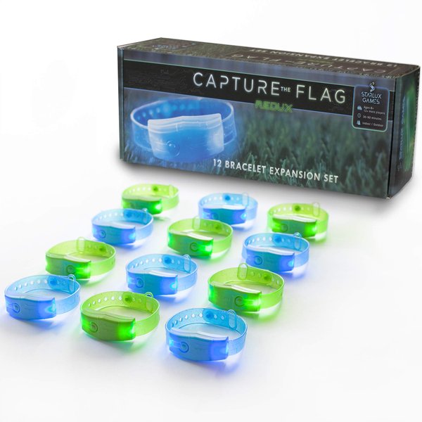Starlux Games Capture The Flag Redux – Glow-in-The-Dark Bracelet Expansion Set | Adds 12 Players (with 12 LED Bracelets) | Glow in The Dark Games | Sleepover Games | Outdoor Games for Kids