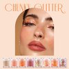 GABOX 8 Jars Sunset Orange Cosmetic Chunky Glitter Set, Holographic Nail Resin Glitter, Fine Powder+1mm+2mm+3mm Sequins Flakes, Iridescent Art Glitter Set for Body Face Eyes Hair Crafts