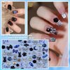 editTime Mixed Style Fashion 3D Nail Art Charms Kit Resin Camellia Rose Flower Butterfly Bow Moon Heart Bear Snake Hollow Pearl with Rhinestones and Soft Slice (Black)