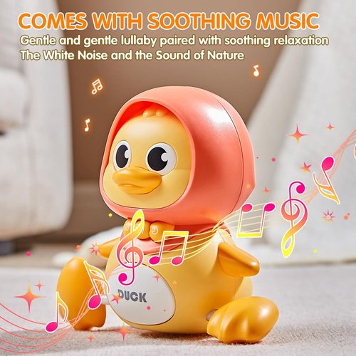 Meiweichuang Baby Music Toy Duck Baby Belly Time Toy 3-6 0-6 6-12 Months Newborn Development Crawling Toy Glowing Walking Singing Toy 1-2 3-4 Years Old Boys and Girls Gifts (Yellow)