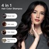 Pwishef Black Hair Dye Shampoo 100% Coverage Gray Hair for Women & Men, Hair Color Shampoo 4 in 1 Long Lasting Professional Hair Care 500ML