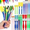 Lincia 30 Pcs All Purpose Paint Brush Set Bulk for Acrylic and Washable Paints, Easy to Clean and Hold, Round and Flat Kids Brushes, Great with Watercolors