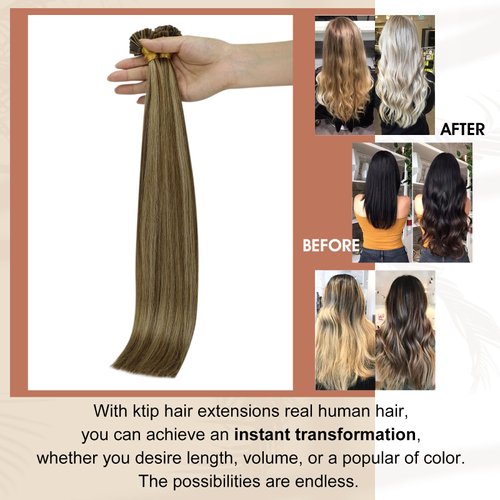 Full Shine Prebonded Hair Extensions Color 4P27 Ktip Human Hair Extensions 20 Inch Ktip Fusion Hair Extensions Human Hair 50 Gram Straight Hair Extensions Real Human Hair for Women Real Remy Hair