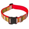 Small Lime/Coral Stripe Dog Collar: 5/8" wide, Adjusts 10-14" - Made in USA.