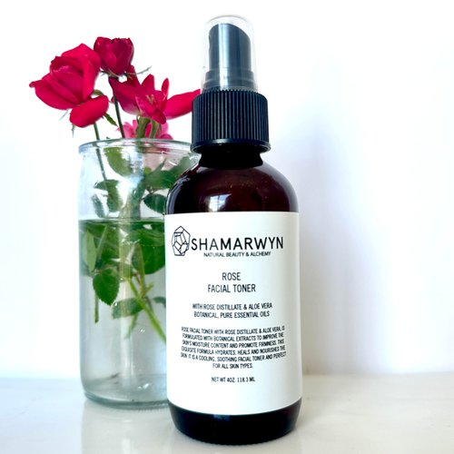 Rose Facial Toner with Aloe Vera & Witch Hazel – Natural-Organic, Pore Refining Formula for Hydrated, Balanced Skin – Perfect for All Skin Types 4 oz