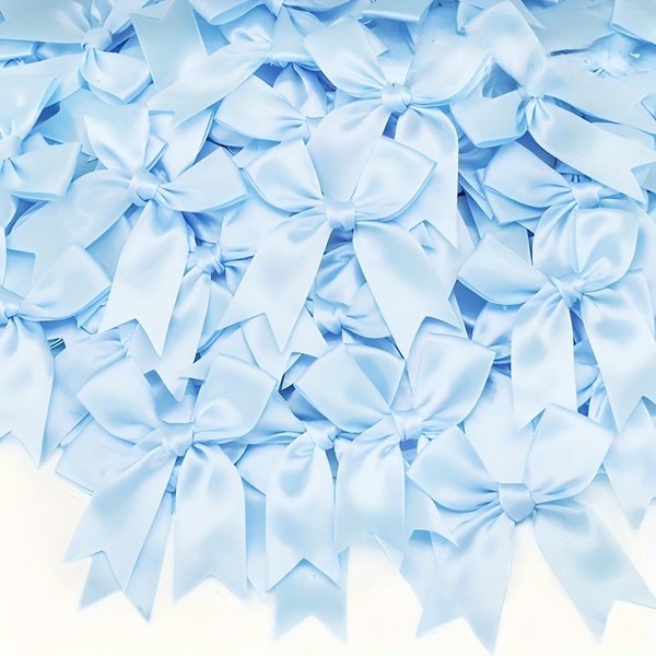 Blue Gift Wrap Bows - 50pcs Elegant Reusable Bows for Gift Wrapping, Party Decorations, Wedding Decor, Birthday Presents, Holiday Gifts, DIY Crafts, Baby Shower, Anniversary, Christmas, Gift Bags - light blue