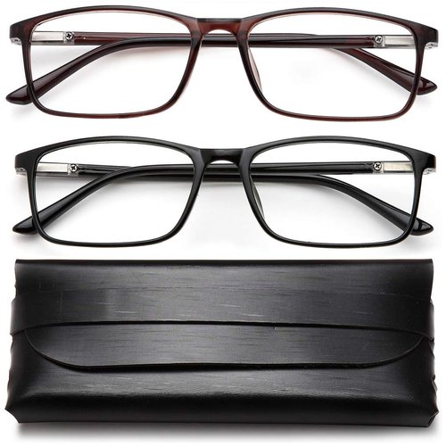 YTDBNS Reading Blue Light Blocking Glasses - 2 Pack Computer Readers Men Women Spring Hinge Black/Brown (black&brown, 1.5)