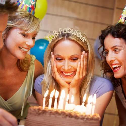 Atoden 40th Birthday Decorations for Women 40 and Fabulous Birthday Headband Gold Tiara Queen Crown 40th Birthday Gifts for Her Party Favors Happy Birthday Accessories for Woman