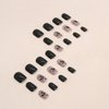 CEWEWP Black Short Press On Nails, 24Pcs Short Square Fake Nails with Black Vines and Dark Butterfly Designs False Nails with Designs Full Cover Acrylic Nails Stick Glue On Nails for Women Girls