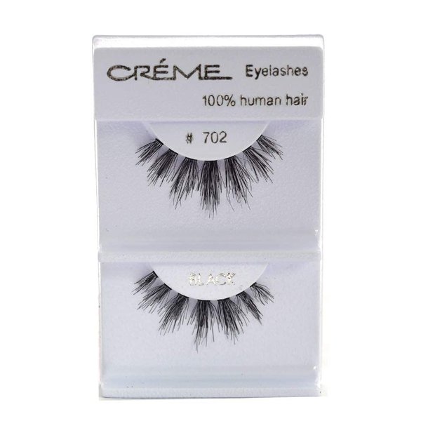 Crème Eyelashes 24 Pairs 100% Human Hair Natural Look Fluffy Wispy False Eye Lashes Lightweight Extensions Multipack #702