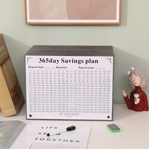 Piggy Bank for Adults Bigger Safe Box Money Savings Bank for Kids Wooden Savings jar Piggy Bank for Adults Must Break to Open(Gray)