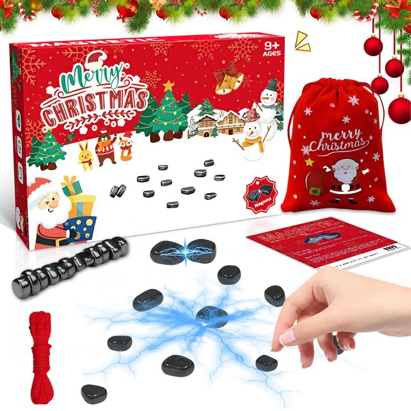 Magnetic Chess Game, Christmas Magnetic Chess Game with Stones, Magnet Game with String and Storage Bag, Magnetic Board Games, Tabletop Board Games Games Family Board Games for Kids & Adults