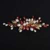 BERYUAN Pearls Red Crystal Leaves Hair Clips Crystal Rhinestone Pearls Hairpiece Wedding Leaves Rhinestone Pearls Comb Clips Wedding Bridal Hair Clips for Wedding Women Girls (red)