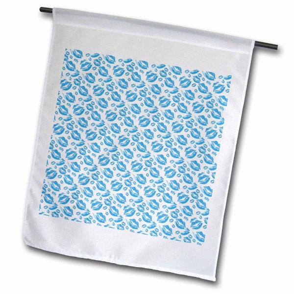 3dRose Two Kisses Collided Lip Boyish Blue Lips Pattern - Flags (fl_357234_2)