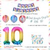 JOYMEMO Tie Dye 10th Birthday Decorations for Girls, Rainbow Peace Out Single Digits Tie Dye Tenth Birthday Party Supplies, Paper Glitter Banner & Cake Topper Double Digits 10 Birthday Decor
