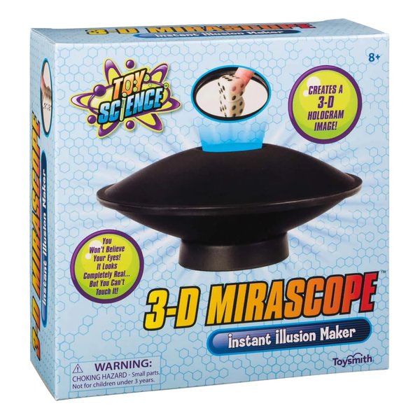 Toysmith: 3-D Mirascope, 6" Instant Hologram Image Maker, Includes a Plastic Frog to Display and Complete Instructions for Use, For Boys & Girls 8+,Black