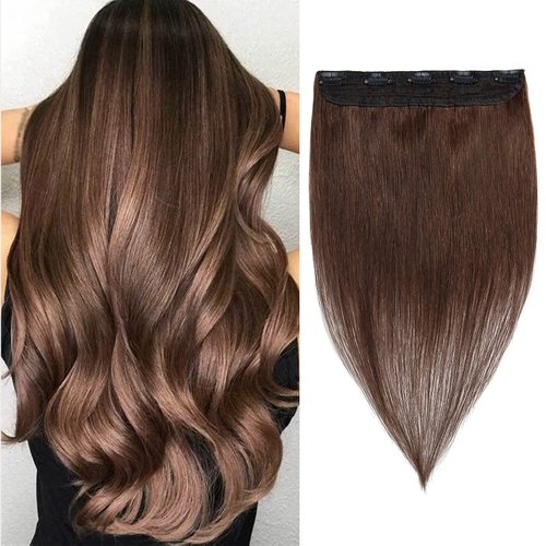 Benehair Clip in Hair Extensions Human Hair Dark Brown Hair Extensions Clip in Human Hair 24inch 3/4 Full Head Straight Remy Human Hair 5 Clips