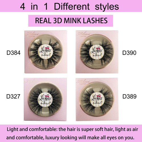 MIKIWI 3D Mink Lashes, Mink Lashes, Real Mink Lashes, Dramatic Eyelashes, Mink Lashes Strip, 5D Mink Lashes, Whosesale Mink lashes, Pack-4
