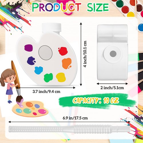 Sratte 12 Pieces Art Themed Party Paint Party Favor Gift Supplies Palette Shape Cups with Straws and Lids,10 oz Plastic Palette Cups for Art Birthday Party Reusable Bulk for Kids Baby Shower