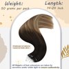 Ugeat Micro Link Hair Extensions Human Hair Ombre Darkest Brown to Medium Brown Mix Ash Blonde Micro Ring Hair Extensions For Short Hair Micro Extensions Human Hair 14 Inch 50s
