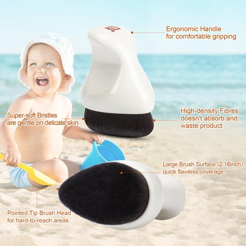 Sunscreen Applicator for Kids,Sunscreen Brush Sunblock Applicator with Protective Case for Kids,Baby,Adult,Beach Essentials for Sunscreen, Suncream and Sun Lotions（White B)