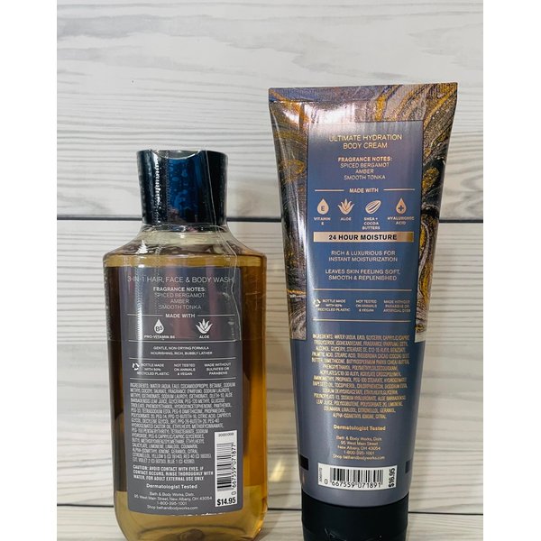 Bath & Body Works After Dark Men's 3-in-1 Hair, Face & Body Wash and Body Cream 2 Piece Set
