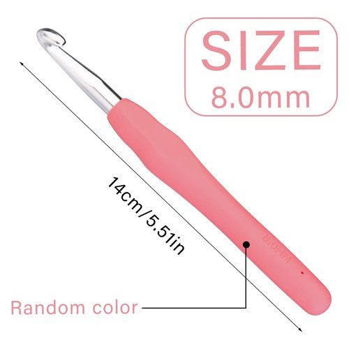 8 mm Crochet Hook, Ergonomic Handle for Arthritic Hands, Extra Long  Knitting Needles for Beginners and Crocheting Yarn (8 mm)