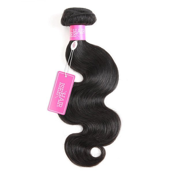 ISEE Hair 8A Unprocessed Brazilian Virgin Body Wave Human Hair One Bundles 100% Unprocessed Human Hair Extensions Natural Black (18'')