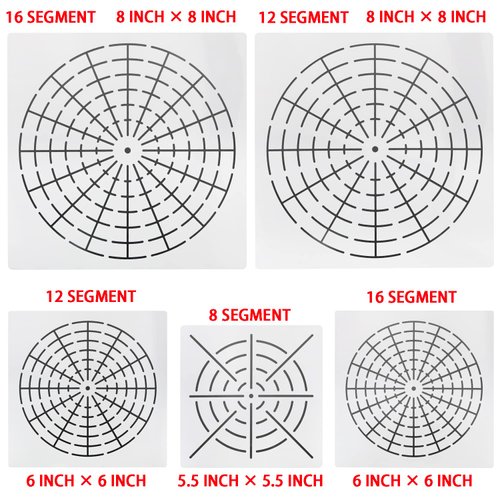 MTQY Plastic Mandala Stencils 5 in 1 Mandala Dot Painting Tool Kit 8/12/16 Segment Reusable Mandala Dotting Tool for DIY Painting Art Projects