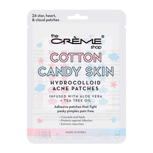 The Crème Shop Cotton Candy Skin Hydrocolloid Acne Patches, Acne Healing Dots/Stickers, Acne Treatment Patches with Salicylic Acid and Witch Hazel - 3 Sizes, 72 Patches