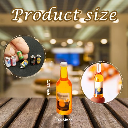1:12 Scale 11 Pcs Miniature Beer Bottles and Beer Cans Mini House Drink Accessories for Fairy Garden Pub Bar Decoration Dollhouse Beer Glass Model