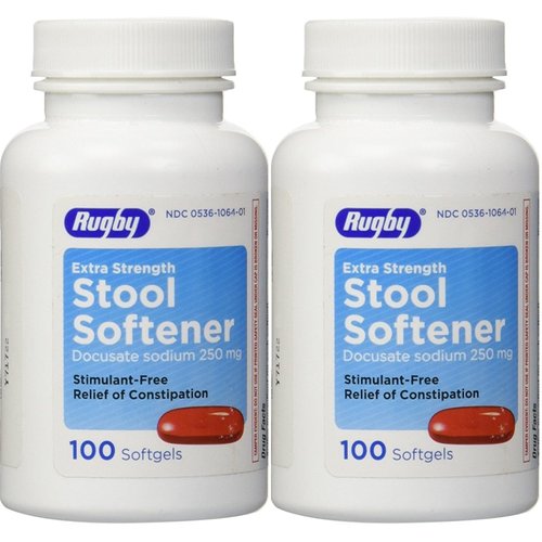 Docusate Sodium Extra Strenght 250 mg 200 Softgels for Gentle, Reliable Relief from Occasional Constipation 100 Softgels per Bottle Pack of 2 Bottles