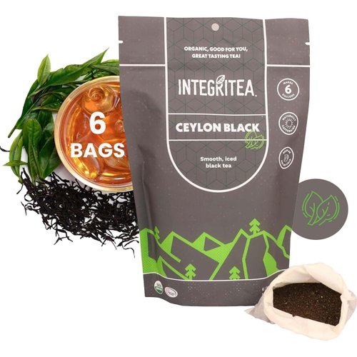 IntegriTEA Ceylon Black Cold Brew Black Tea Bags - 6-Bag Unsweetened Iced Tea Pack for 6 Gallons of Tea - Cold or Hot Brew Organic Iced Black Tea Bags