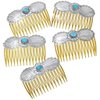 Navajo Turquoise Sterling Hair Comb Hammered Silver Barrette 0058