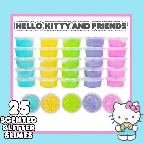 Hello Kitty And Friends Ultimate Compounds Set, 25-Pack, Scented Glitter Slimes, Sanrio Stuff, Slime Bulk, Mini Slime, Party Favors for Kids 8-12, Hello Kitty Toys, Hello Kitty Party Supplies, Slimes