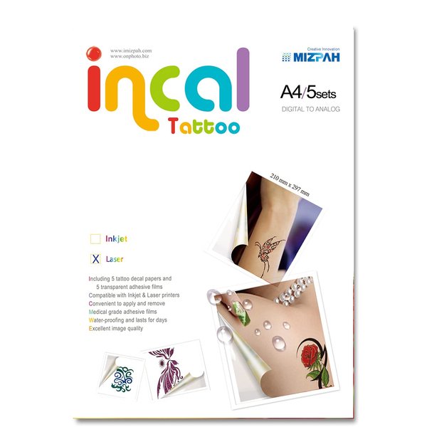 [Incal Tattoo] Laser Printable Waterproof Temporary Tattoo, Hobby & DIY Personalized Tattoo on your body (Laser Type)