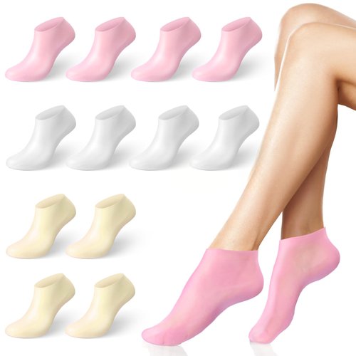 Vodolo 6 Pairs Silicone Socks for Dry Cracked Feet Women,New Upgrade Thickened Moisturizing Foot Mask Exfoliating Silicone Socks,Spa Gel Moisturizer Socks Foot Care After Pedicure