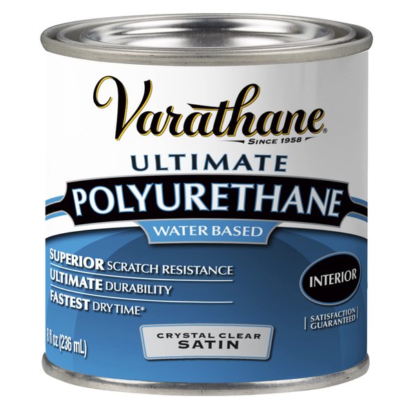 Varathane 200261H Water-Based Ultimate Polyurethane, Half Pint, Satin Finish (pack of 1)