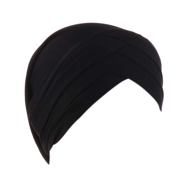Fxhixiy Hijab Chemo Cancer Beanies Turbans Hats Cap Twisted Hair Cover Headwrap Turban Headwear for Women (Black)