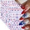10 Sheets 4th of July Nail Art Stickers Patriotic Nail Decals 3D Self-Adhesive American Flag Independence Day Flame Butterfly Heart Nail Design Sticker Memorial Day Nail Decals for Holiday Nails