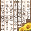 50 PCS Flower Painting Stencils Reusable Flower Stencils for Painting on Wood Rocks Canvas Fabric Glass Pottery 4x4 Inch