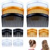 18 Pieces French Side Hair Comb Set Plastic Side Comb Hair Clip Combs Accessories with 25 Teeth for Multiple Hairstyles Girls Women (Black,Transparent,Brown)