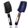 Boar Bristle Hair Brush 2 Pack, Detangling Brush, Vented Curved Hair Brush for Thick Curly Fine Wet Dry Long Hair, MYMOOSH Fast Dry No Tangle Hair Brush, Boar Bristle Brush for Women Men Kids (blue)