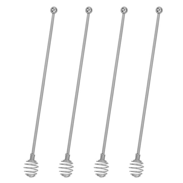 Coffee Stir Sticks,BURLIHOME Stainless Steel Swizzle Sticks 4Pcs Reusable Beverage Stirrers with Honey Shape