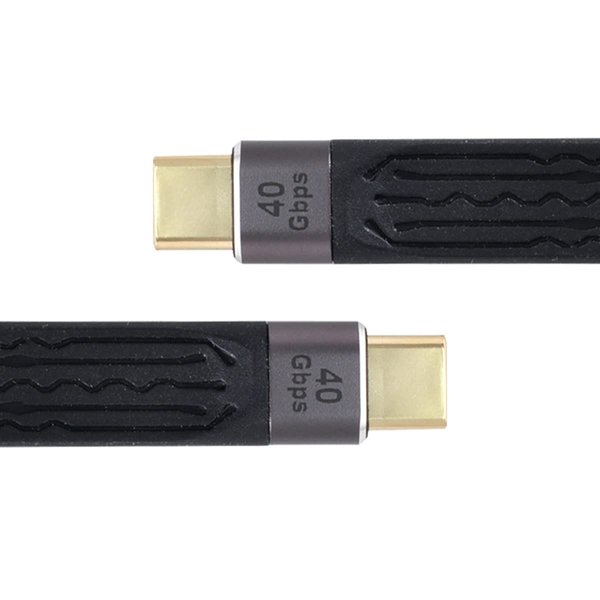 NFHK Type-C USB-C Male to Male USB4 40Gbps 100W 8K Flat Slim FPC Data Cable for Laptop & Phone 13cm