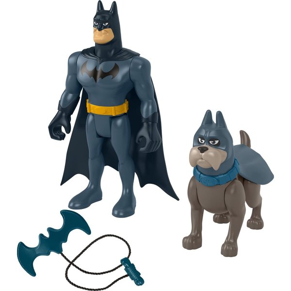 Fisher-Price DC League of Super-Pets Preschool Toys Batman & Ace The Hound Poseable Figure Set for Pretend Play Kids Ages 3+ Years